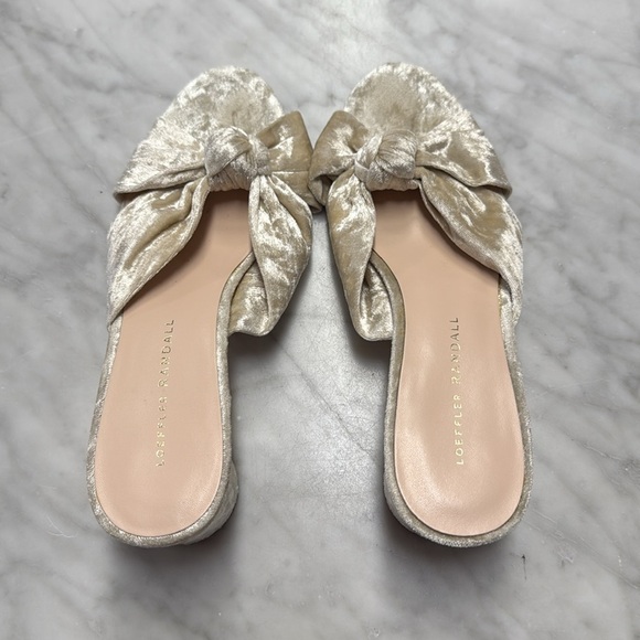 Loeffler Randall Celeste Velvet Slip on Sandal in Metallic Beige Size 7 - Picture 4 of 12